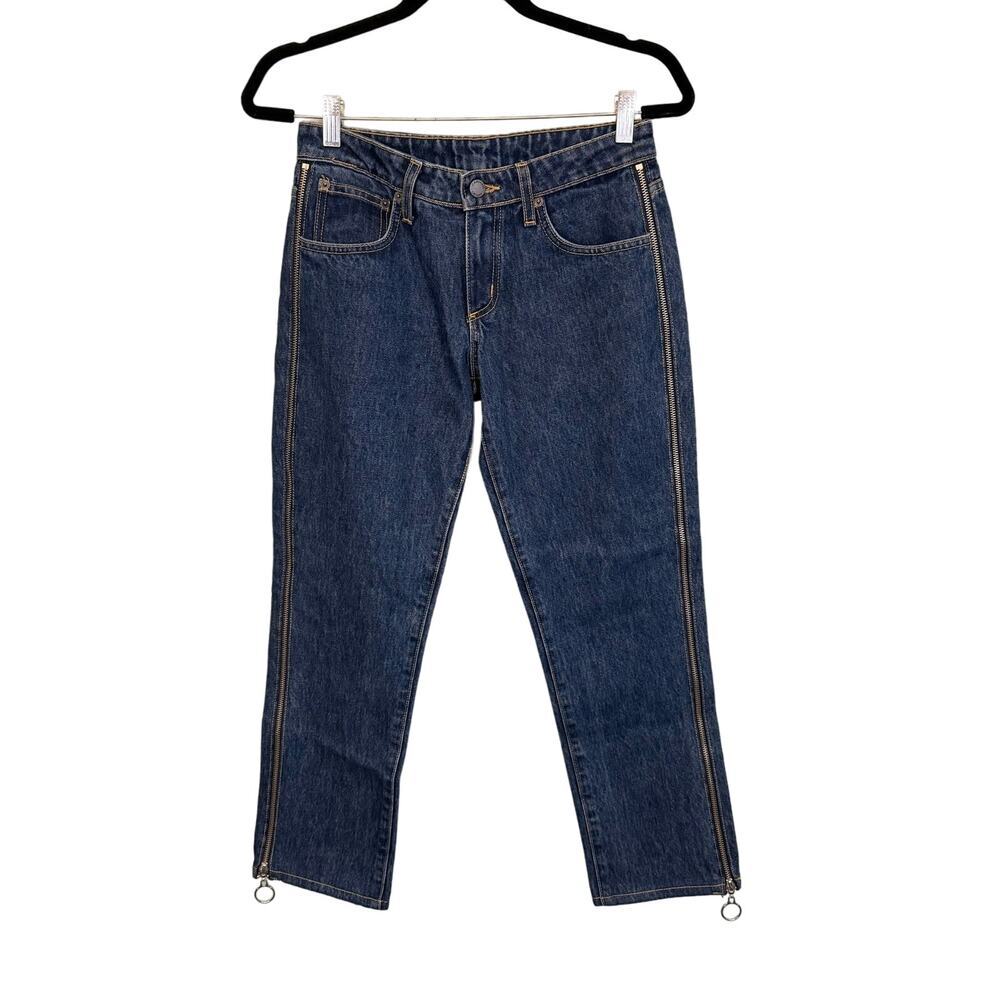 Carmar Desdemona Jeans Womens 26 Blue Denim Side Zipper Mid Rise Ankle Straight